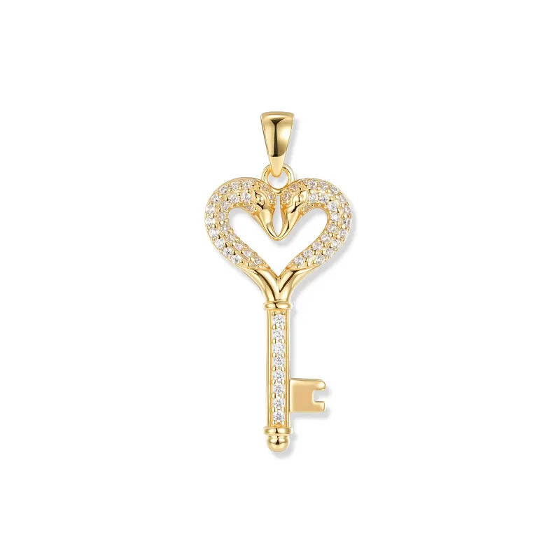 At the time, Crystal Cupid pendant, key pendant made of 18K gold-plated 925 sterling silver